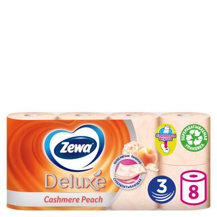Туалетная бумага Zewa Deluxe Персик, 3 слоя, 8 рулонов