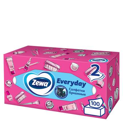 Салфетки Zewa Everyday бумажные косметические 2 слоя 100 штук