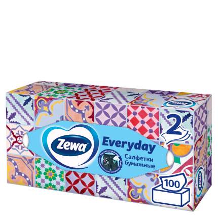 Салфетки Zewa Everyday бумажные косметические 2 слоя 100 штук