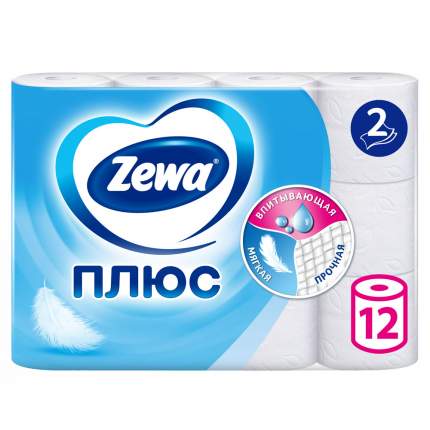 Туалетная бумага Zewa Плюс без аромата 2 слоя 12 рулонов