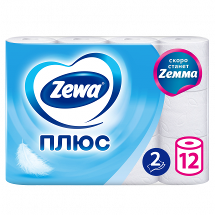 Туалетная бумага Zewa Плюс Без аромата, 2 слоя, 12 рулонов