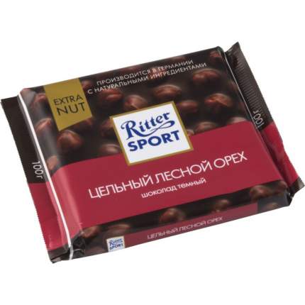 Шоколад тёмный Ritter Sport extra nut цельный лесной орех 100 г