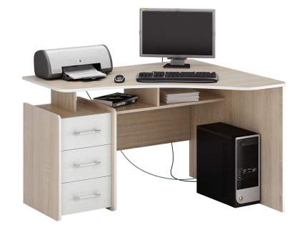 Компьютерный стол MFMaster Триан-5 Триан-5 , дуб сонома/белый