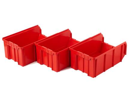 Пластиковый ящик Стелла-техник V-3-К3-красный , 342х207х143мм, комплект 3 штуки