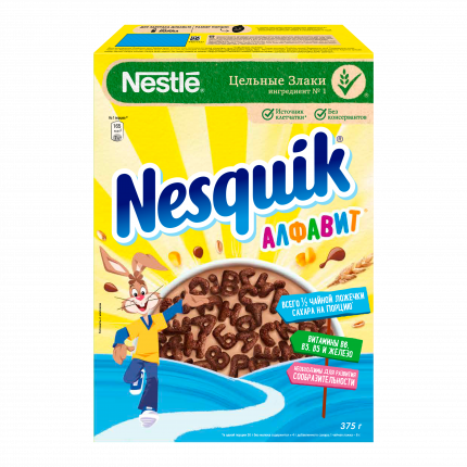 Готовый завтрак шоколадный Nesquik алфавит 375 г