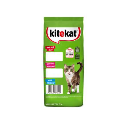 Сухой корм Kitekat для взрослых кошек Улов Рыбака, 15кг