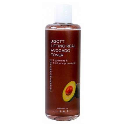 Тонер-лифтинг для лица Jigott Lifting Real Avocado Toner с экстрактом авокадо, 300 мл