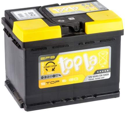 Автомобильный аккумулятор Topla EFB Stop&Go 60 А/ч 640 А обратная полярность 112060 производится в Словении на  ...