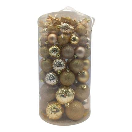 Набор ёлочных шаров Actuel золотые 82 шт