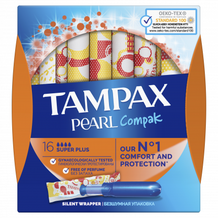 Тампоны Tampax Pearl Compak Super Plus с аппликатором, 16 шт
