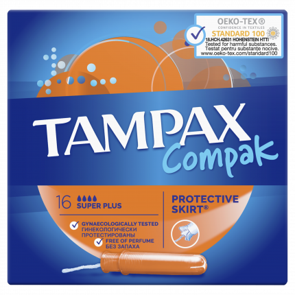 Тампоны с аппликатором TAMPAX Compak Super plus, 16 шт.