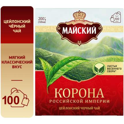 Чай черный Майский корона Российской Империи 100 пакетиков
