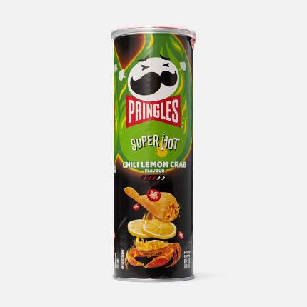 Чипсы Pringles Super Hot, острый краб, чили и лимонный сок, 110 г