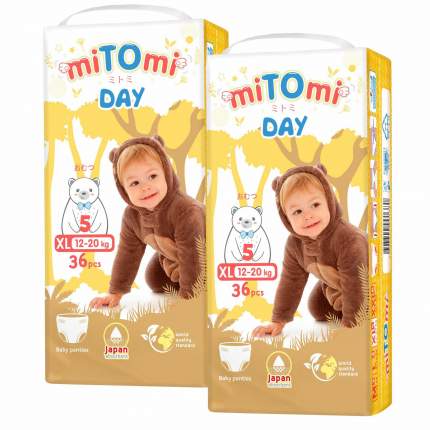 Подгузники-трусики miTOmi Day, р. 5/XL (12-20 кг), 72 шт. в упаковке MDXL720142
