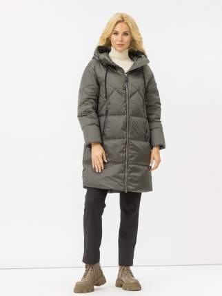 Зимнее пальто овального силуэта из мягкой ткани. Несъемный капюшон-стойка с кулисками. Пальто со спущенной линией рукава  ...