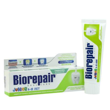 Зубная паста BioRepair Junior Мята 6-12 лет для детей 75 мл.