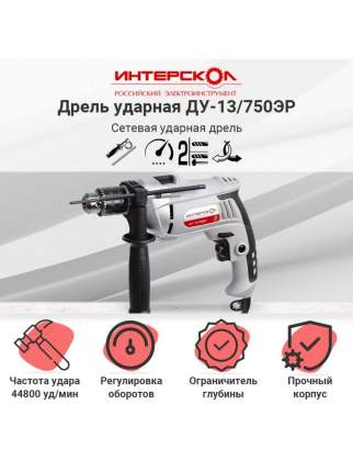 Дрель ударная ИНТЕРСКОЛ ДУ-13/750ЭР 546.1.0.00