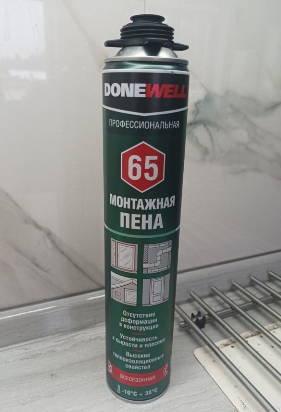 Пена монтажная Donewell 65 профессиональная, полиуретановая, всесезонная, 1  л - отзывы покупателей на Мегамаркет | 600001901879