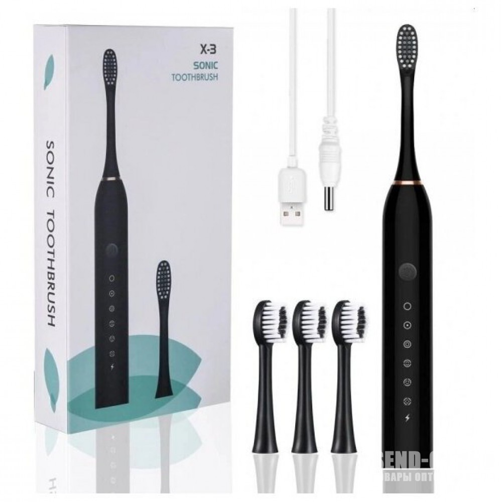 Зубная щетка электрическая Sonic Toothbrush X-3 Black - отзывы покупателей  на маркетплейсе Мегамаркет | Артикул: 600002247468