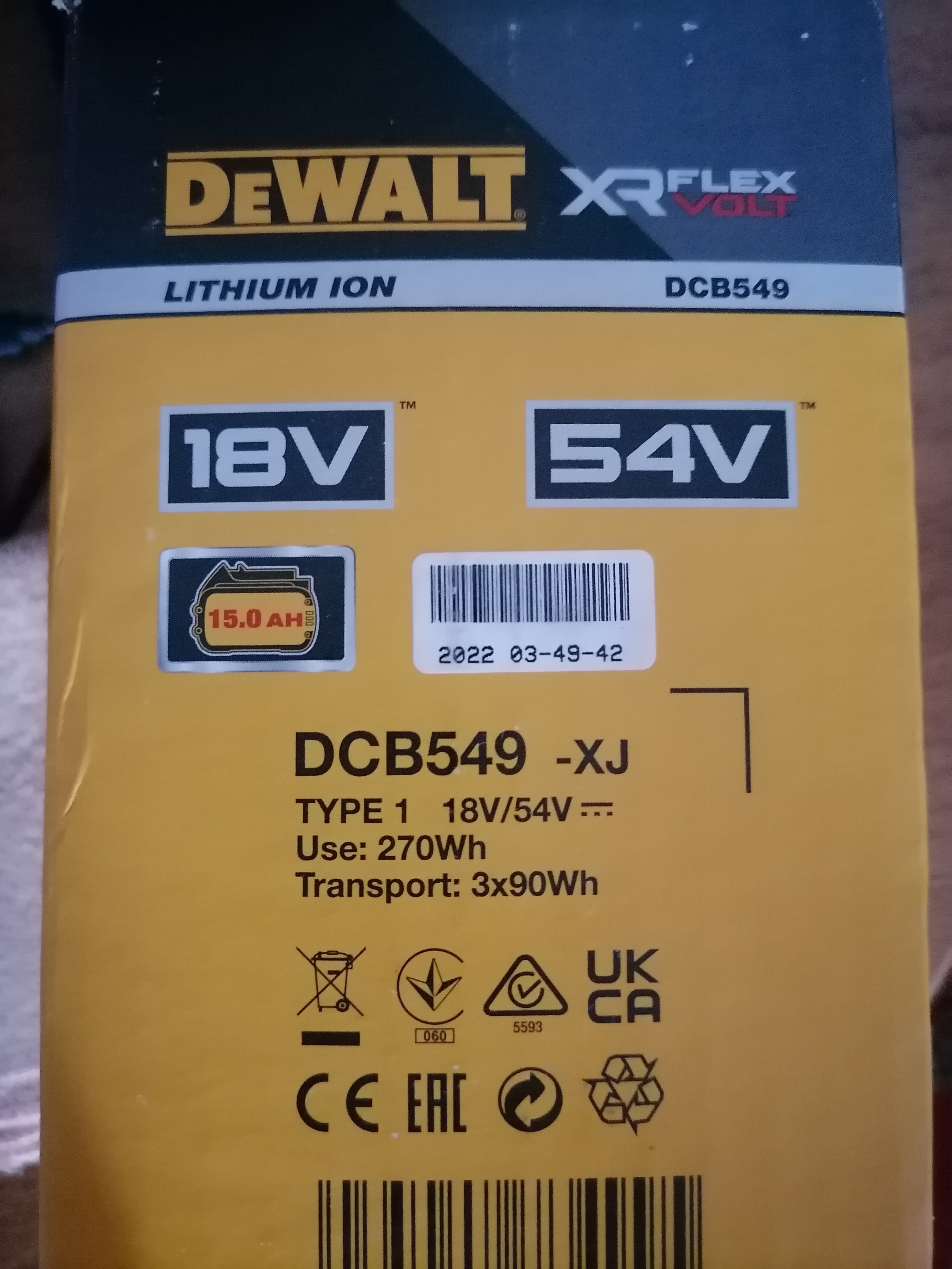 DeWALT DCB549-XJ Batterie