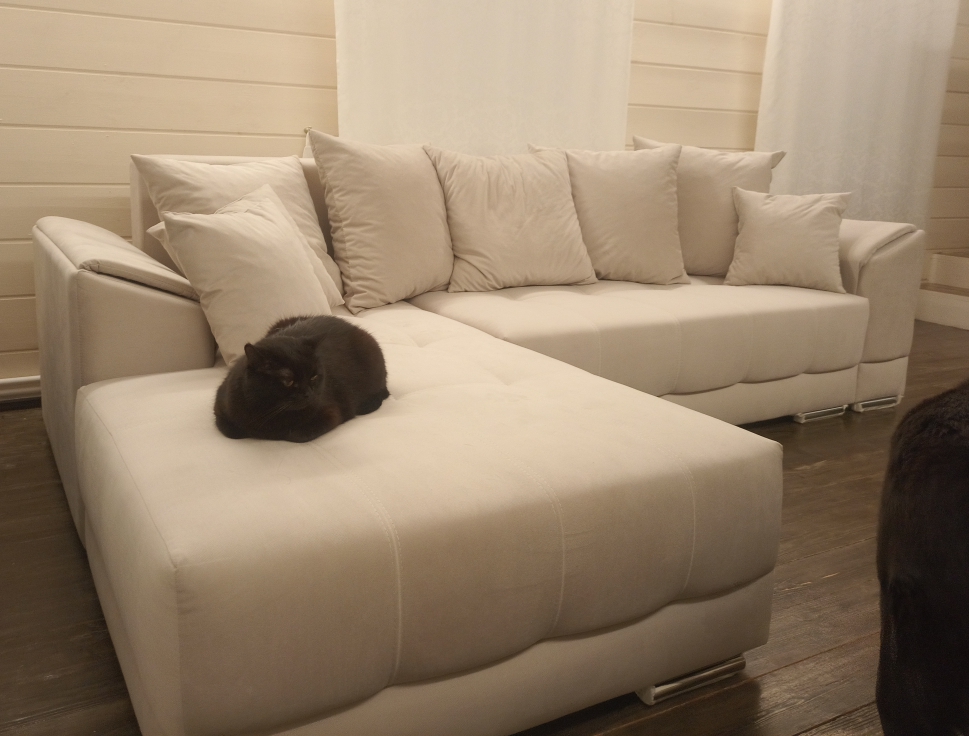 Угловой диван 4Home Nordkisa, 285х190х87 см, велюр Navy, еврокнижка ...