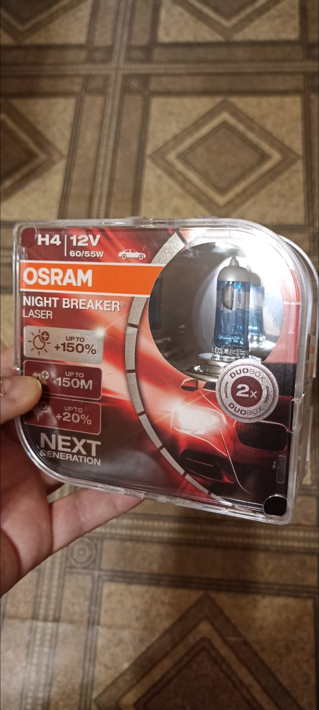 Галогенная лампа Osram H4 P43t Night Breaker Laser (Duobox) 2шт