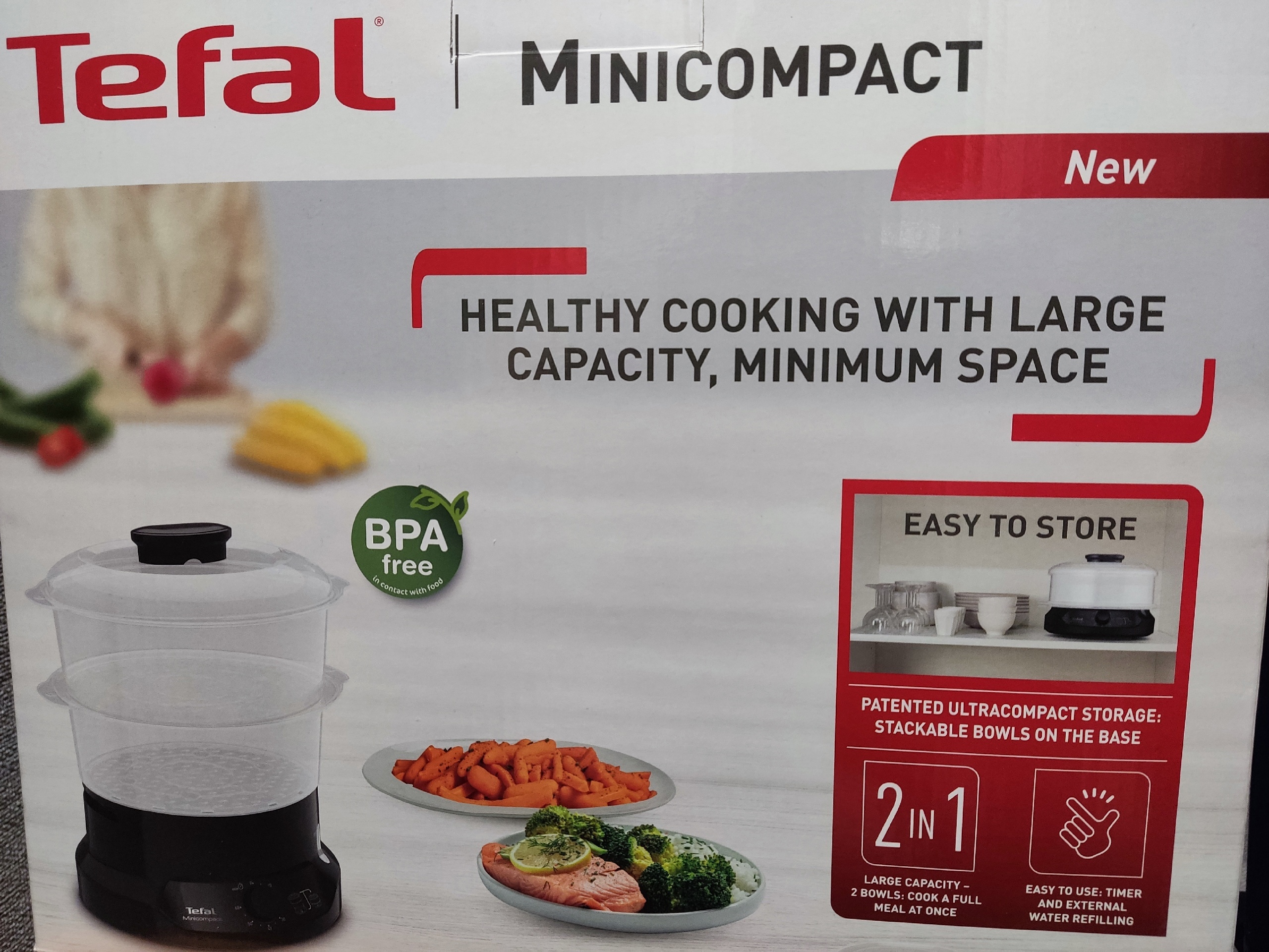 Пароварка TEFAL MiniCompact VC139810 - отзывы покупателей на маркетплейсе  Мегамаркет | Артикул: 600003841371