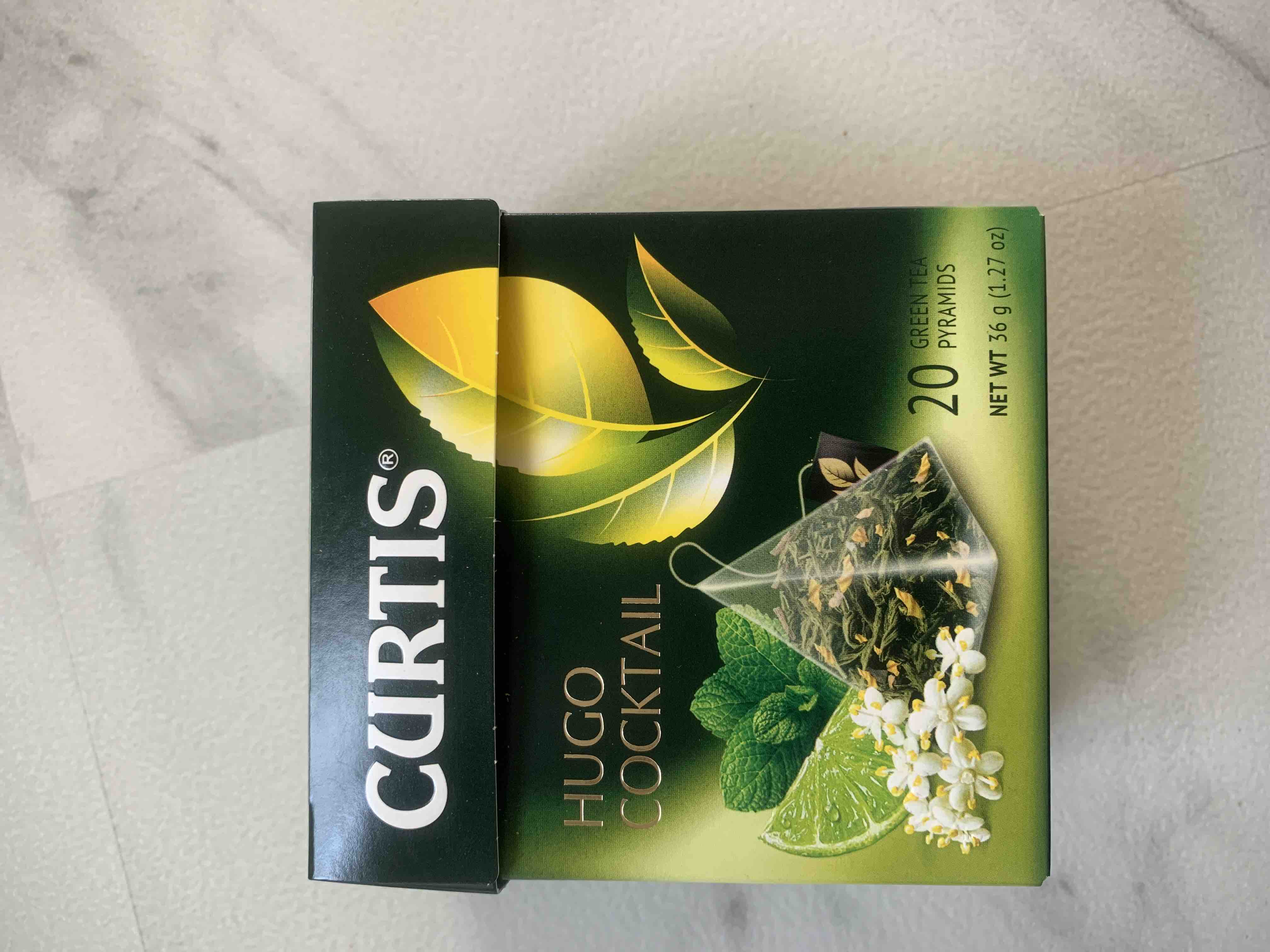 Чай зеленый CURTIS Hugo Cocktail, с мятой, лаймом и ароматом цветов бузины,20 пирамидок - отзывы покупателей на Мегамаркет