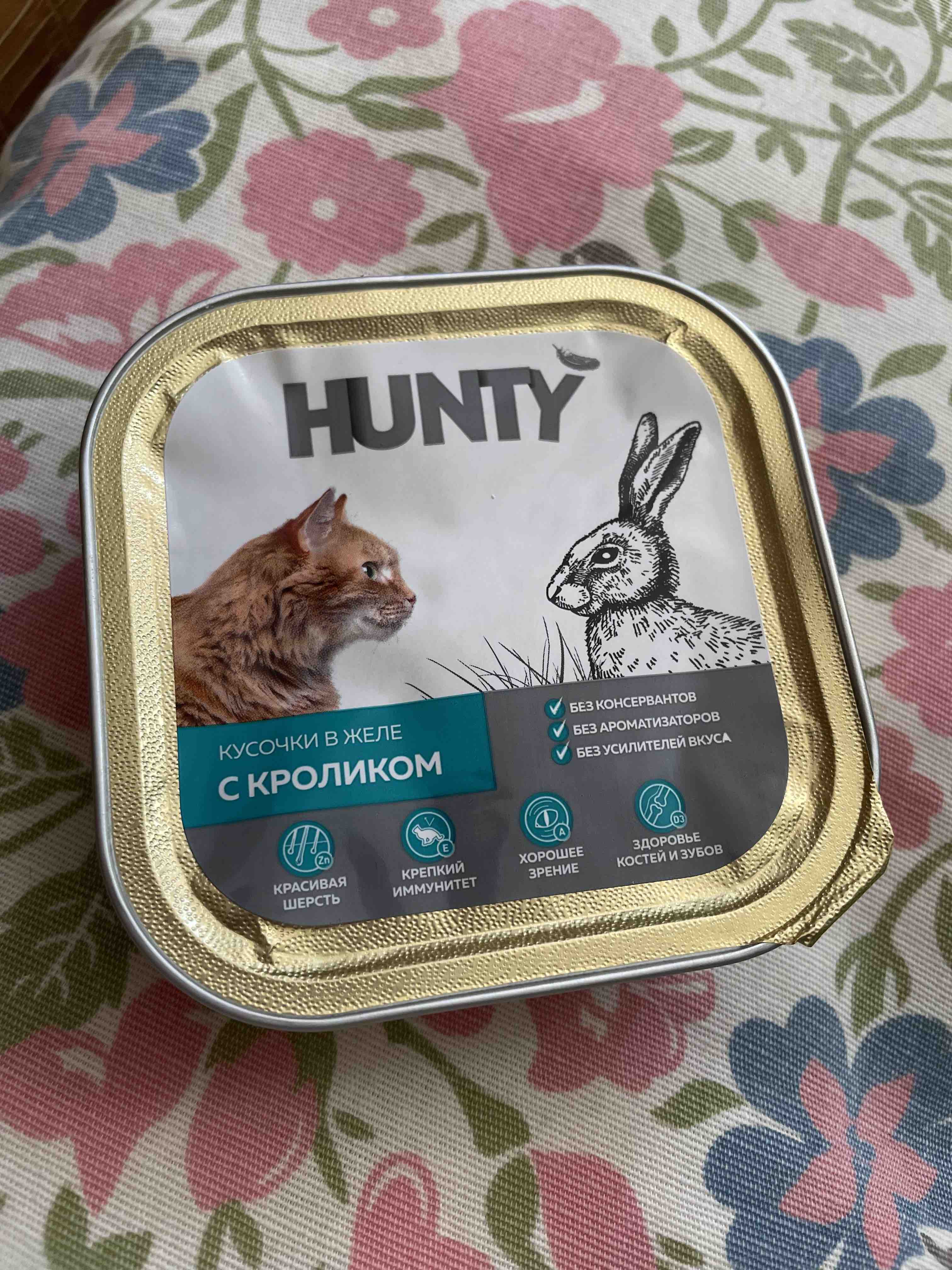 Консервы для кошек Hunty, кролик, 100г - отзывы покупателей на маркетплейсе  Мегамаркет | Артикул товара:100029722867