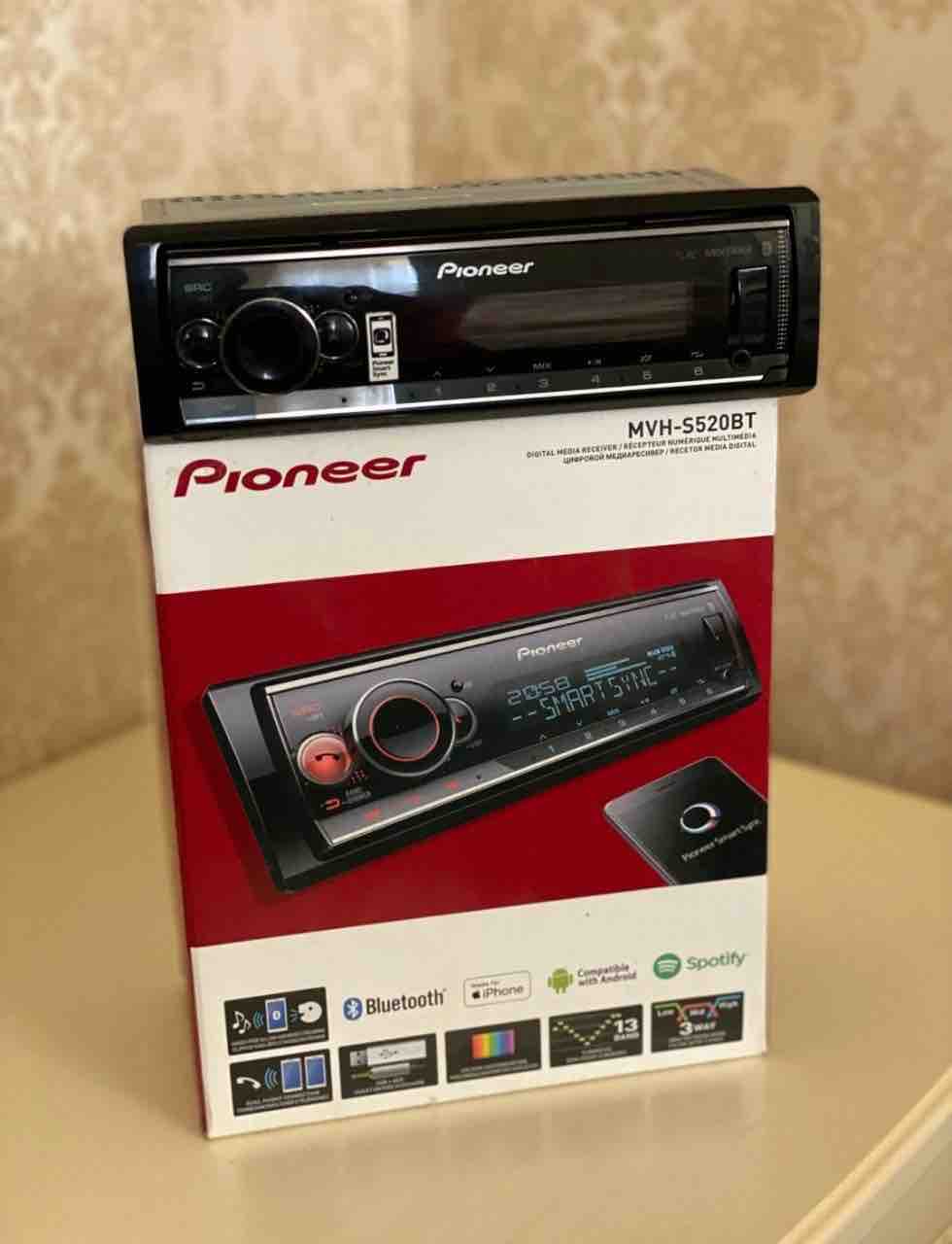 Автомагнитола PIONEER MVH-S520BT,4x50вт,USB,BT,MP3,iPod/Android - отзывы  покупателей на Мегамаркет | 100026344513