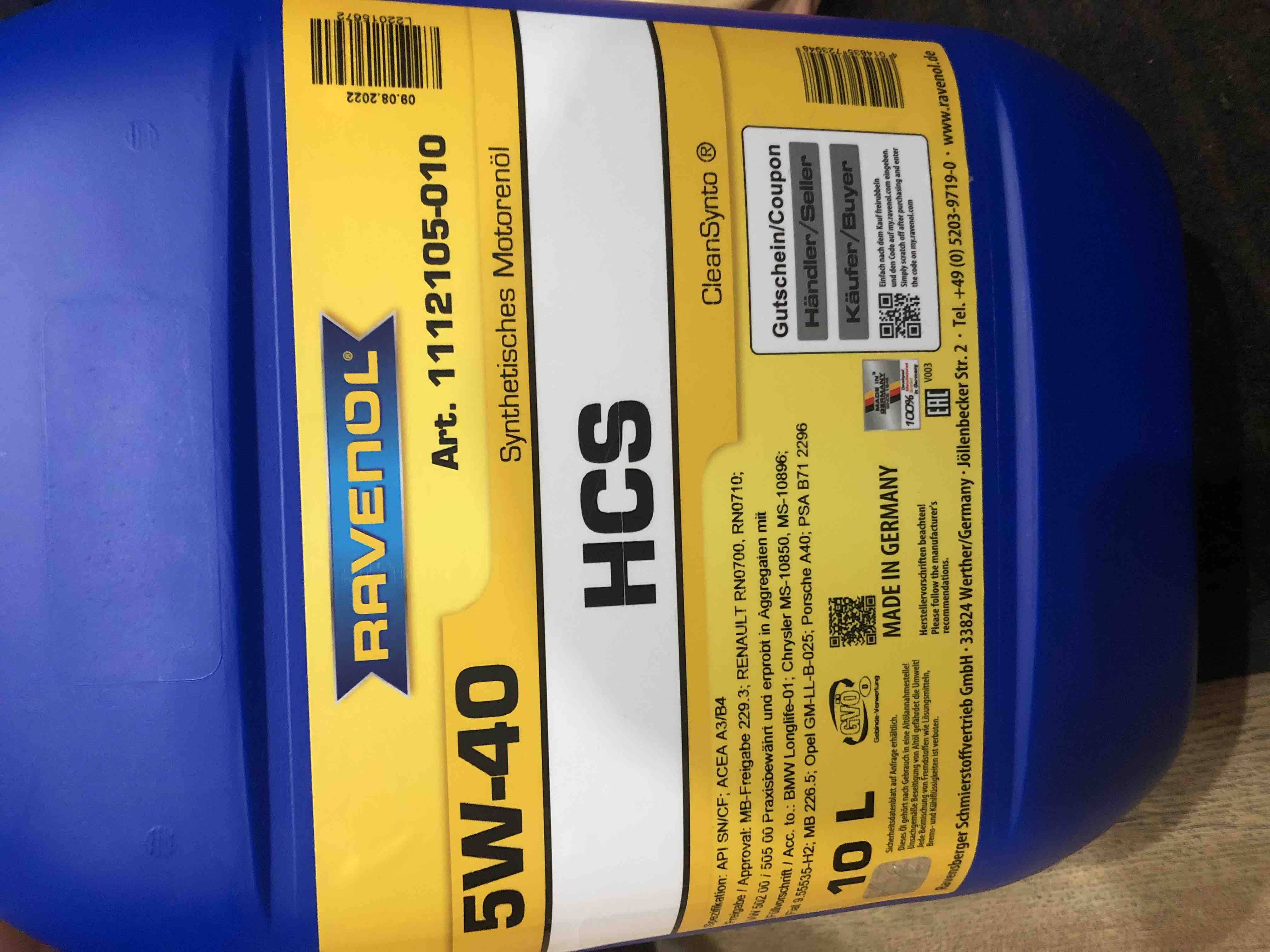 El nuevo RAVENOL HCS SAE 5w40 ( 1 litro). 4014835723917 - AliExpress