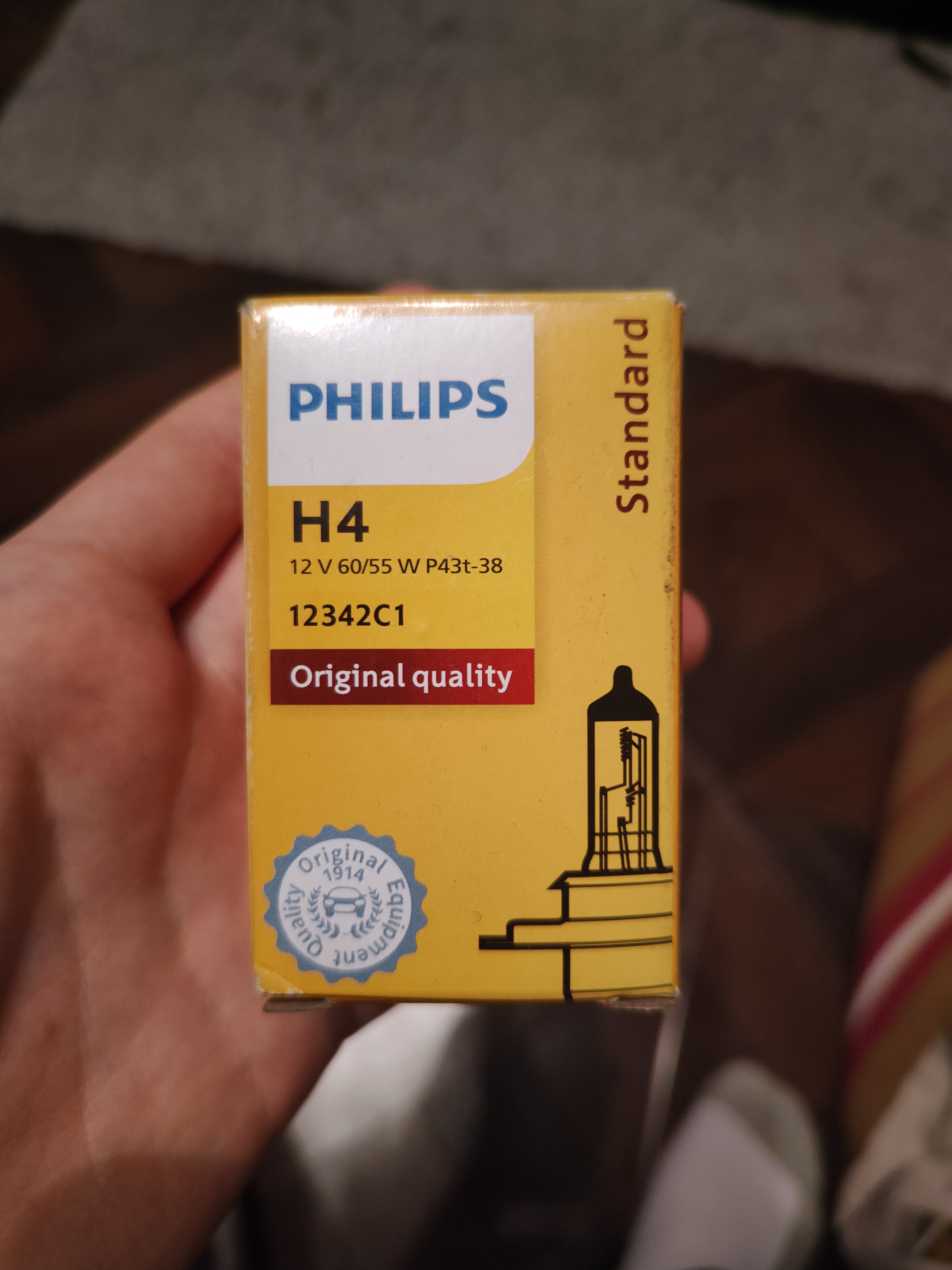 Галогенная лампа Philips H4 (60/55W 12V) Original 1шт 12342C1 - купить в  Москве, цены на Мегамаркет | 600010254827